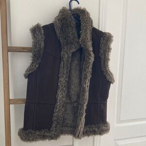 Brown Faux Fur Lined Vest - size L but can fit S or M